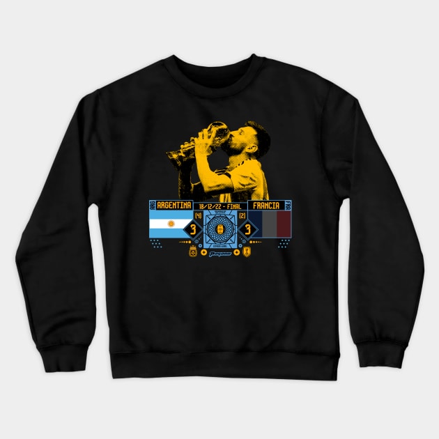 Argentina / Messi - World Champion 2022 Qatar (Gold) Crewneck Sweatshirt by LANX